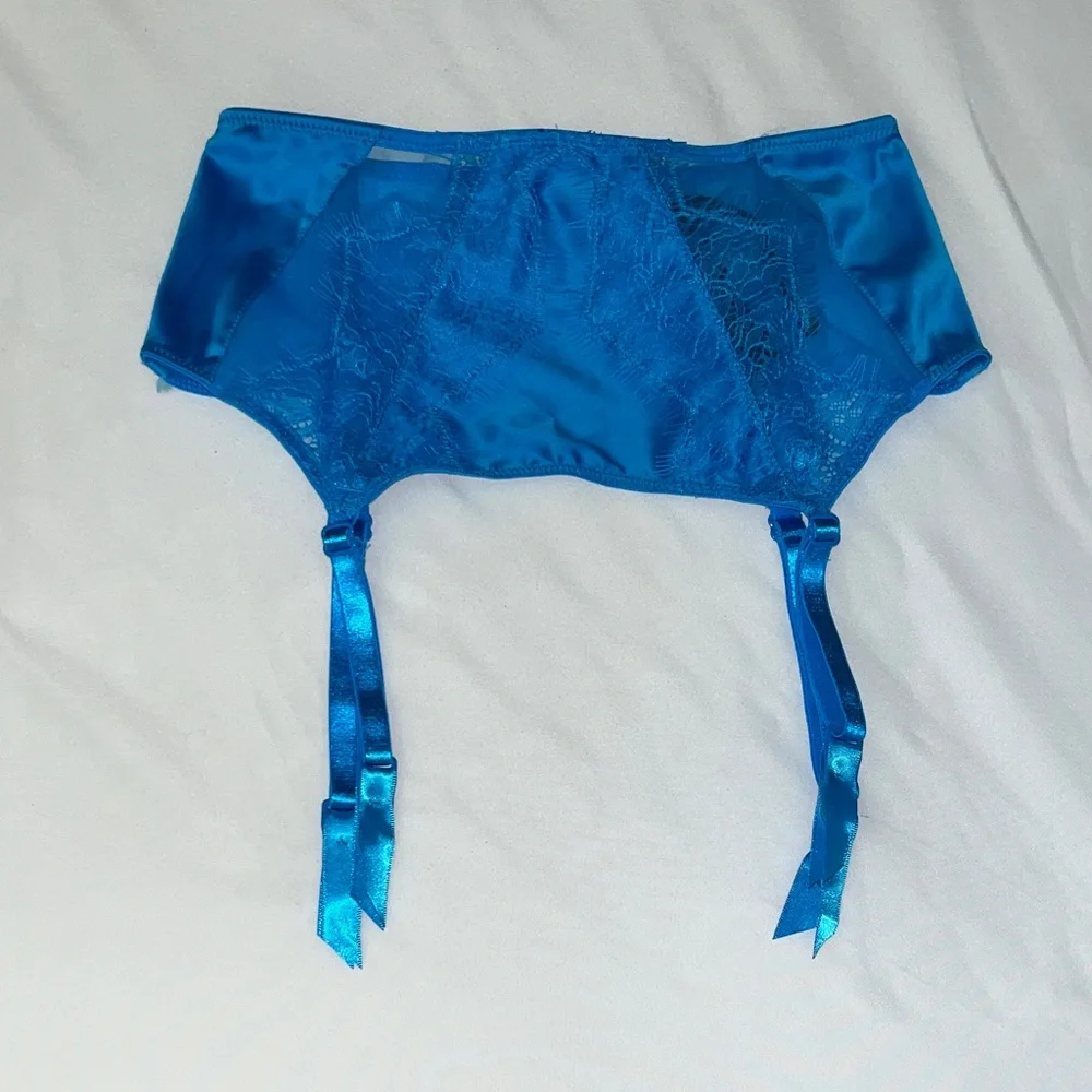 Ann Summers The Siren Waspie Garter Belt XS blue